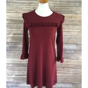 Zara Collection Ruffle Burgundy Dress Size S